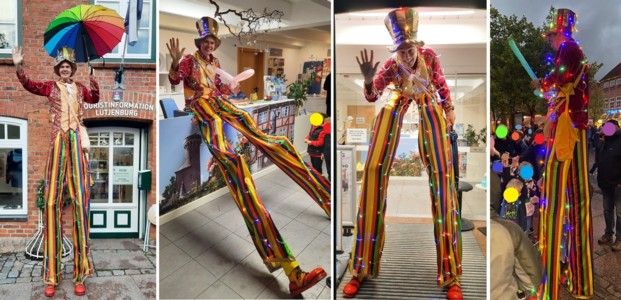 Walking-Act illuminierter Lichterketten Stelzenmann